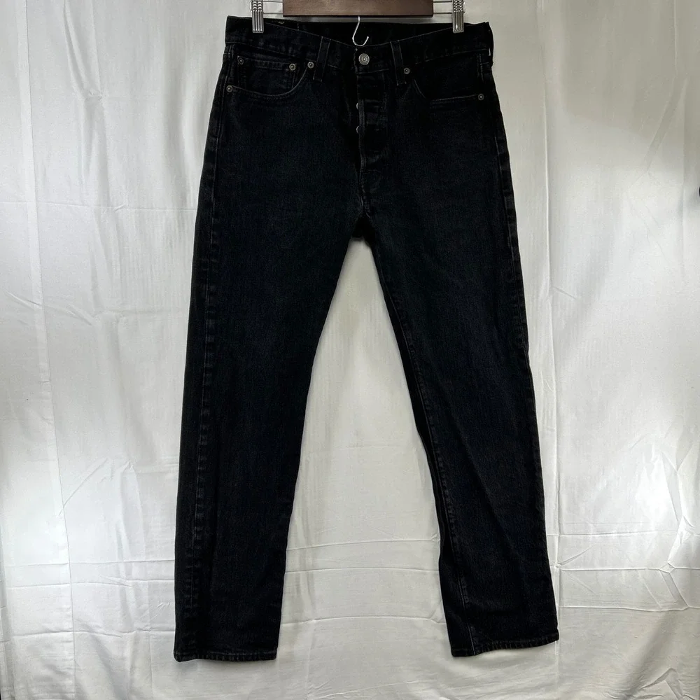 Levi's 501 Original Jeans Mens 32x32 Black Button Fly Straight Leg Denim